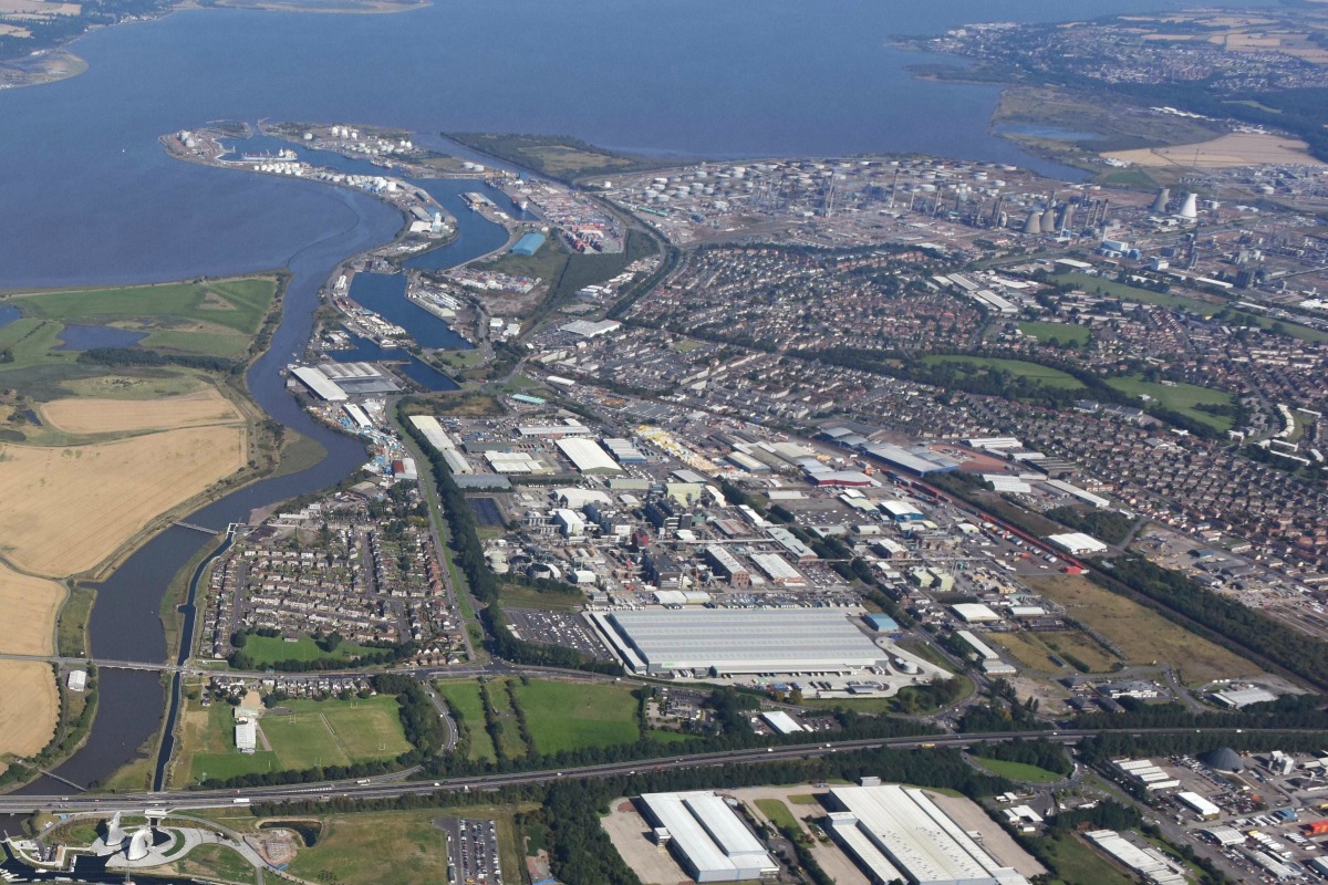 Aerial view of Grangemouth, one of the UK's most important industrial sites