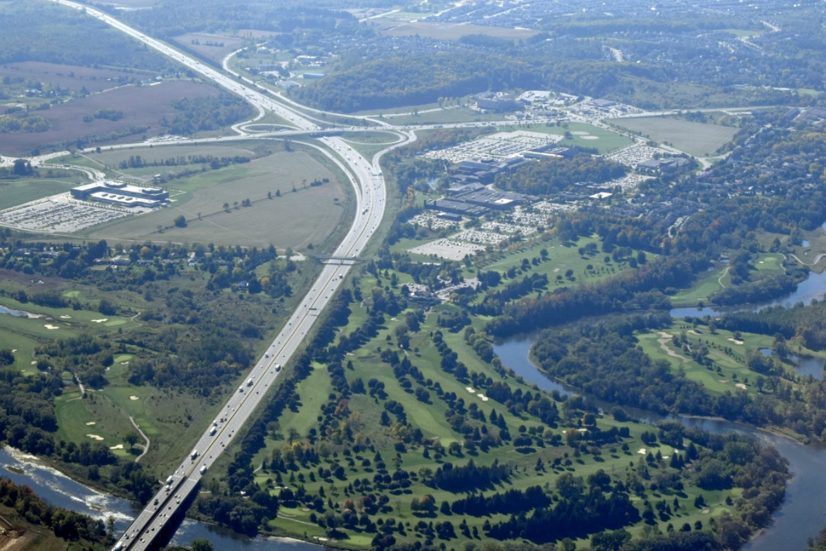 Aerial shot of Kitchener Waterloo region of Canada already served by the network