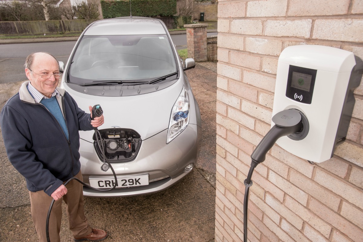 Clive Harding charges up his Nissan LEAF with the new Electric Nation charger