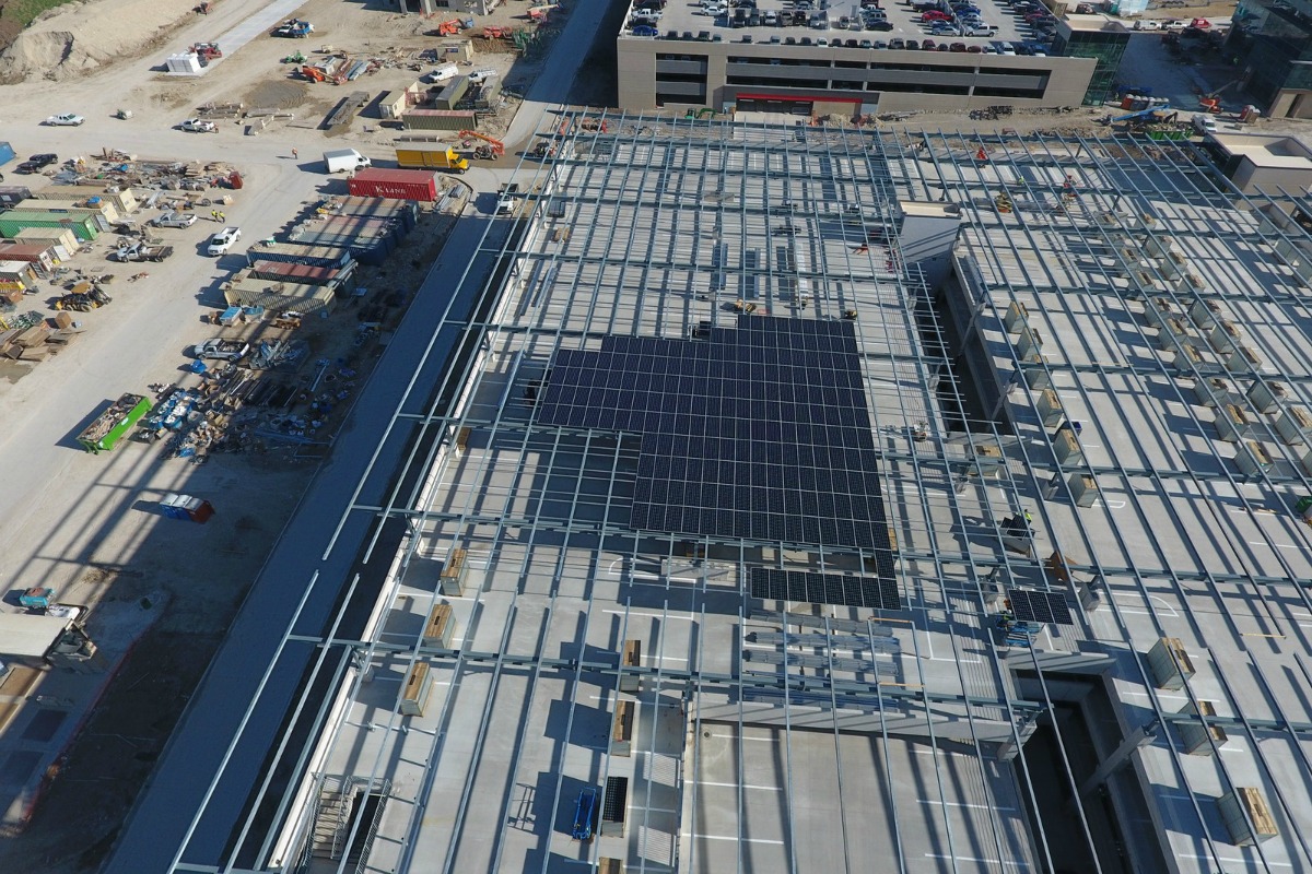 The 8.79-megawatt SunPower solar energy system takes shape. Picture courtesy: Axium Solar
