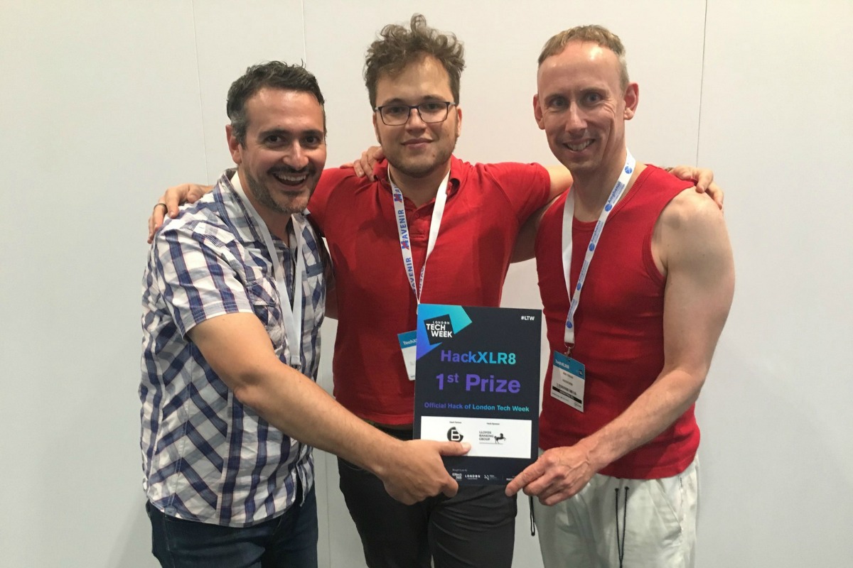 Frank Vitetta, Alessandro Francia and Rob Finean who won the Tech Week hackathon