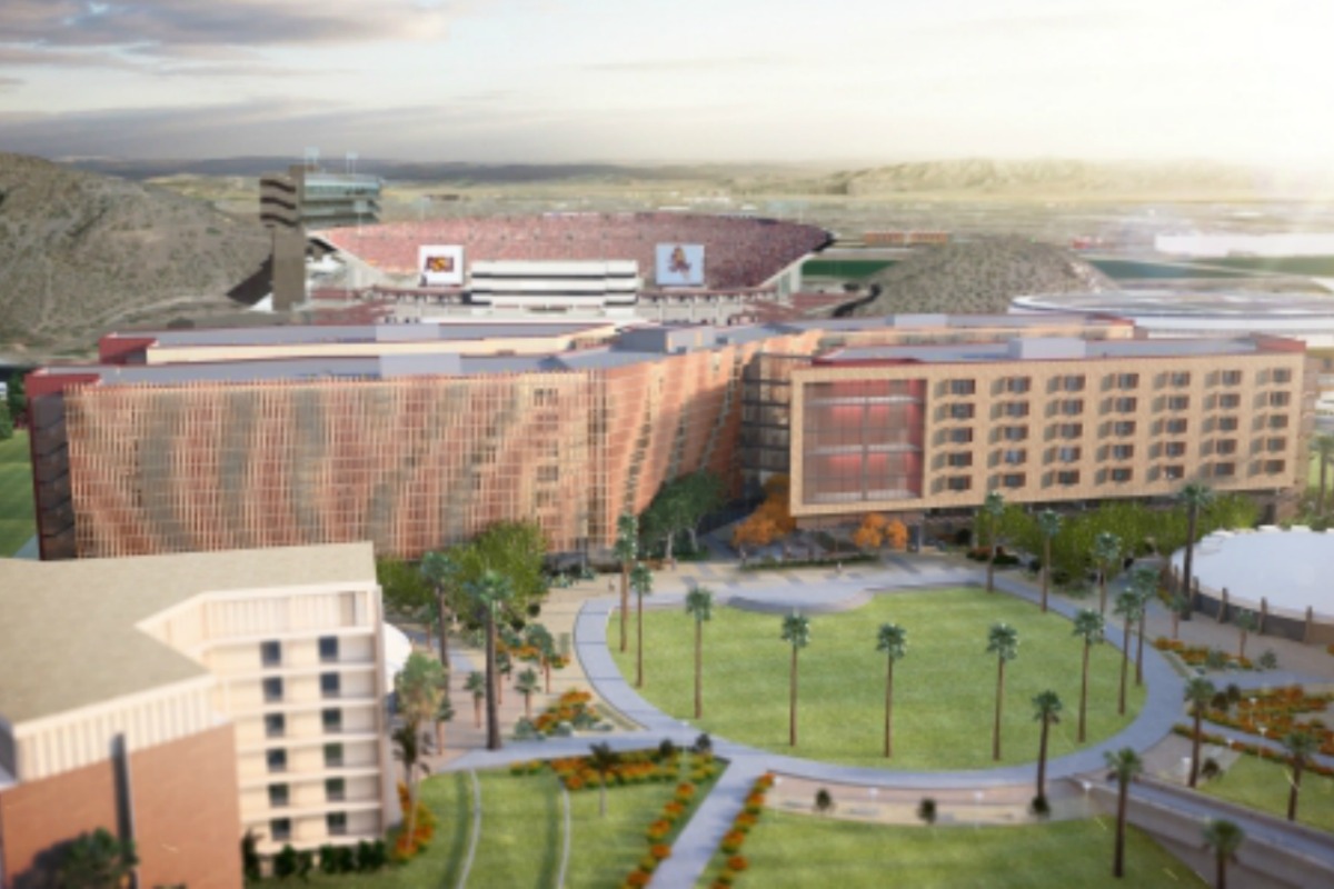Aerial view of the hall of residence built for engineers at Arizona State University