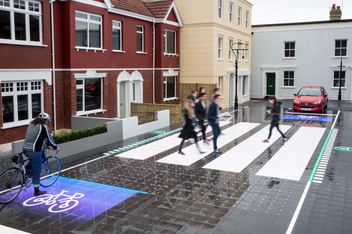 The smart crossing has a responsive surface which uses computer vision to see what's happening 