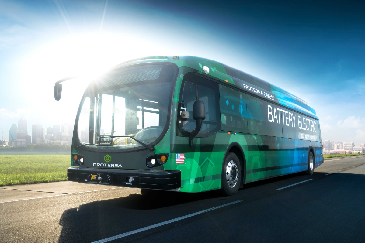 The Proterra Catalyst electric bus which delivers a clean transportation option