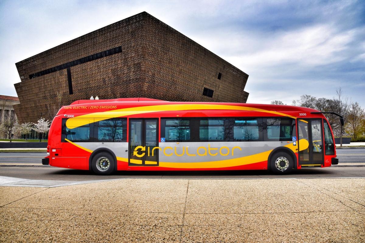 One of the new electric buses that will run on the DC Circulator System