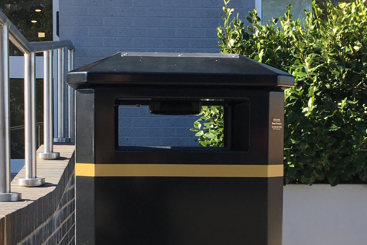 The sensor sits under the top of the bin and is linked to a management system