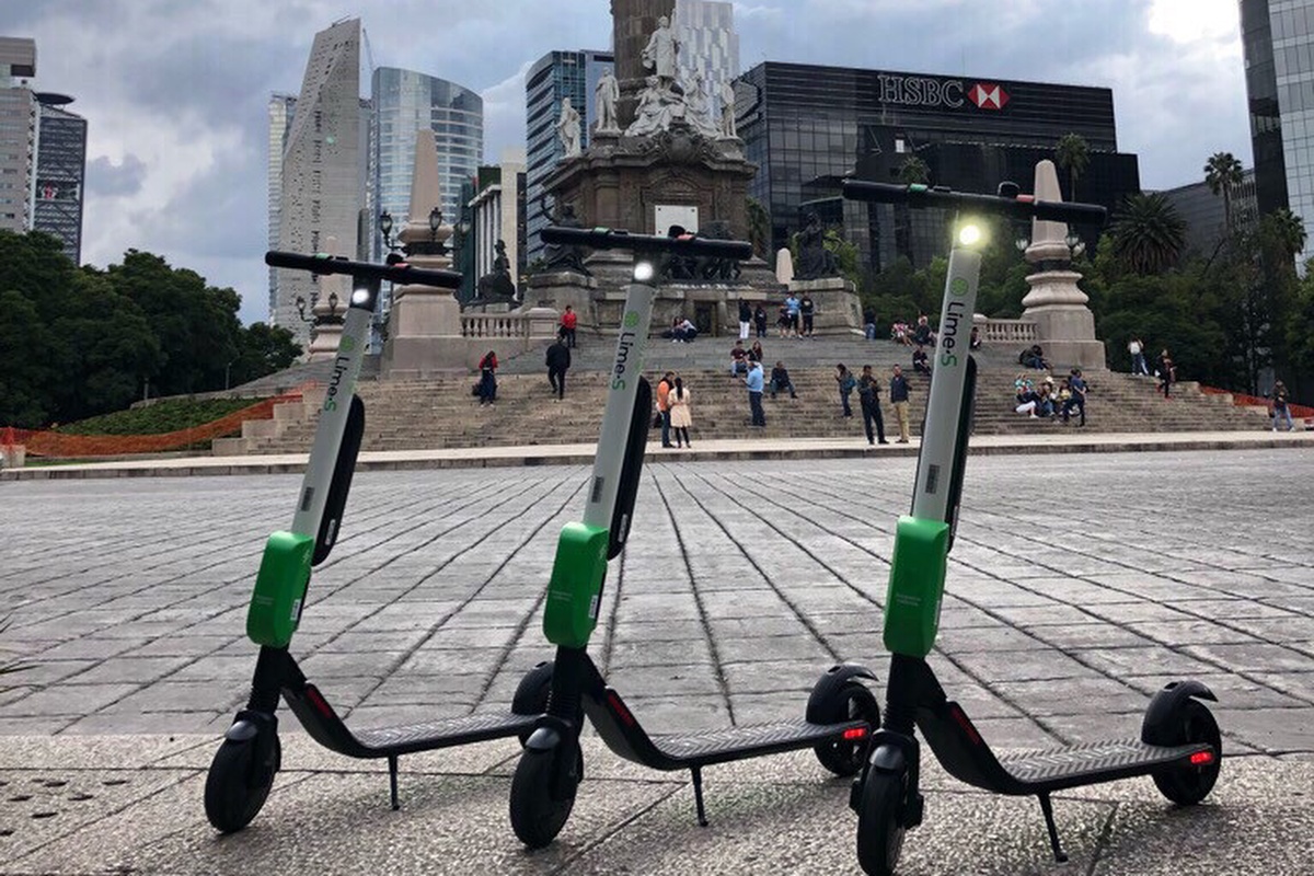 Lime e-scooters line-up ready to hit the streets of Mexico City