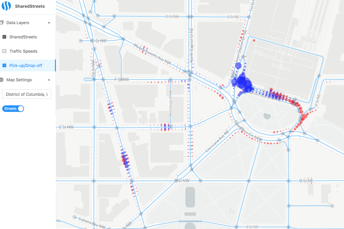 Taxi pick-up/drop-off volume in Washington, DC. Data: DC Department of For Hire Vehicles