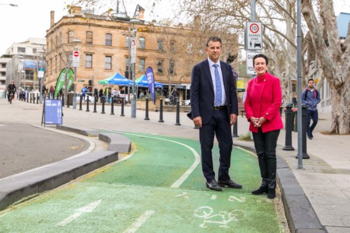 Transport minister, Andrew Constance, and Sydney lord mayor Clover Moore