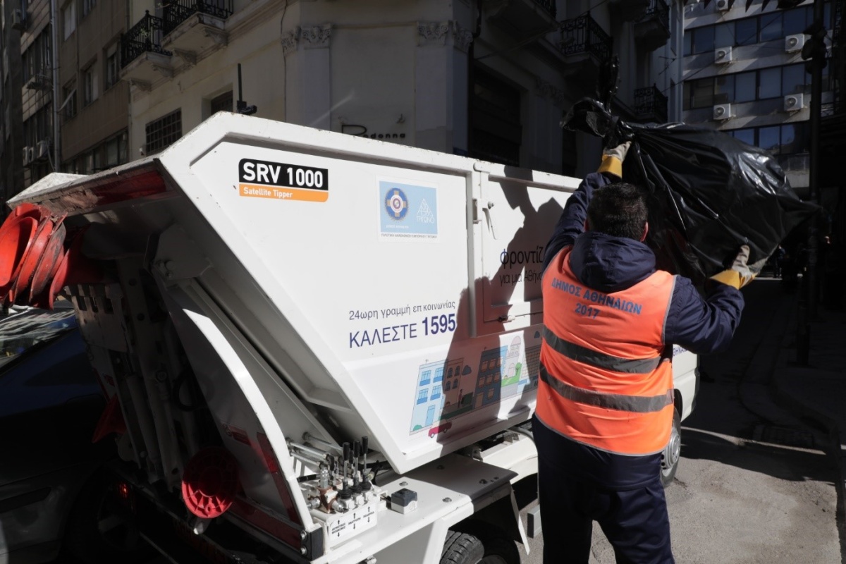 The smart bin lorries are fitted with IoT sensors. Picture Vodafone Greece