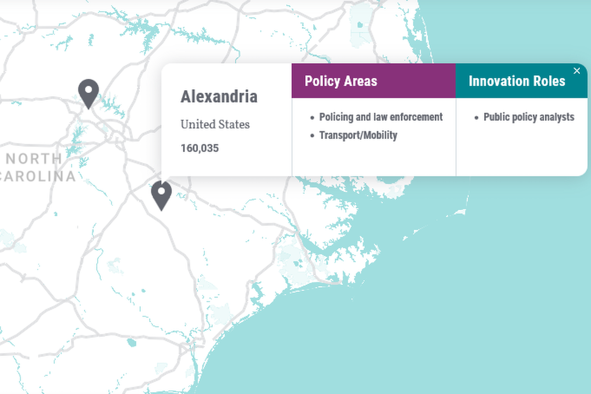 The interactive map highlights the level of innovation going on in cities