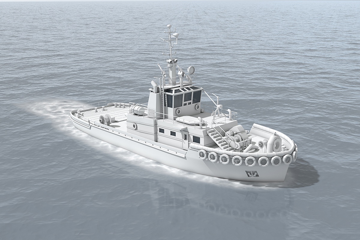 An illustration of the autonomous tugboat being developed