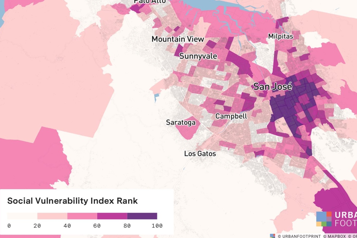 Extract from one of Urban Footprint's maps with the Social Vulnerability Index