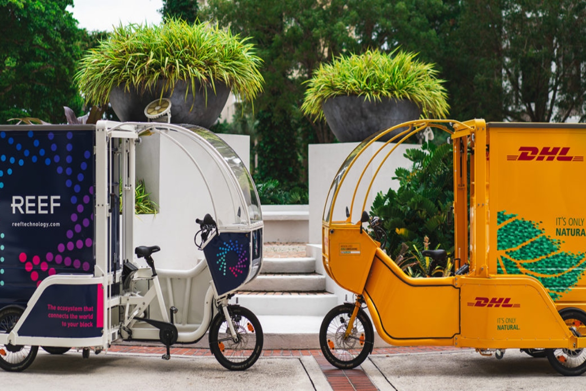 The three-wheel cycles have a cargo container and can pull up to 400 pounds 