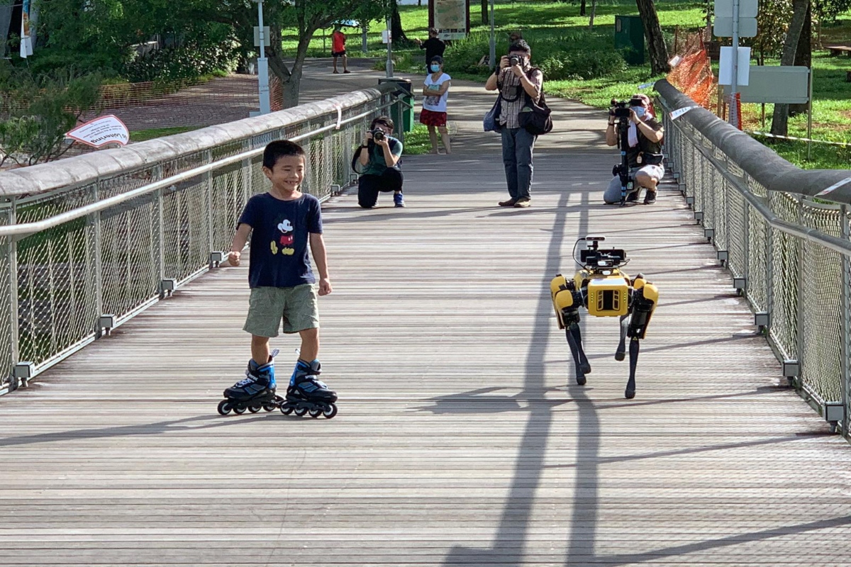 Spot on duty in Bishan-Ang Mo Kio Park. Picture: GovTech Singapore