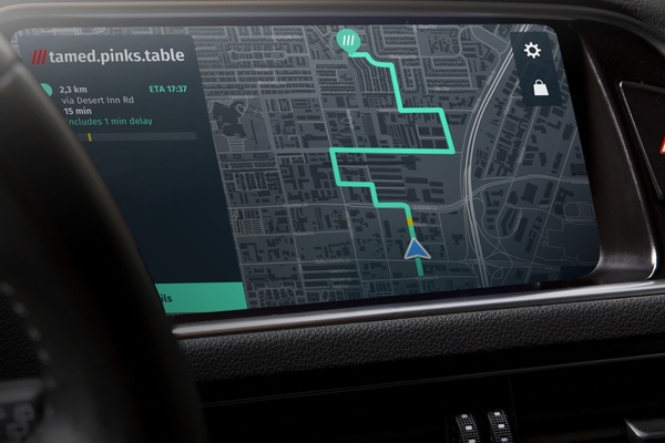 What3words integrated with in-car navigation technology