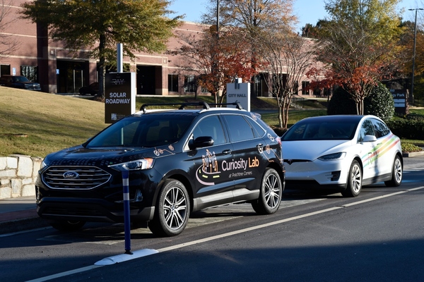 The solar roadway located in an autonomous vehicle test lane at Peachtree Corners