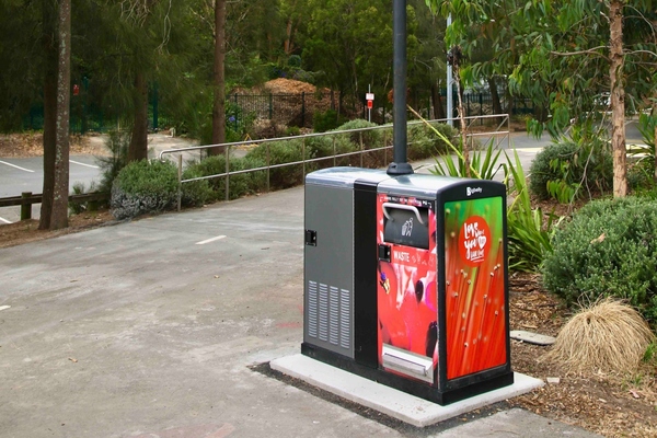One of the Bigbelly stations featuring a Telebelly installation in Australia