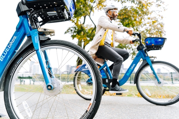 The designated areas are served by Boston's Bluebikes. Photo courtesy: Bluebikes