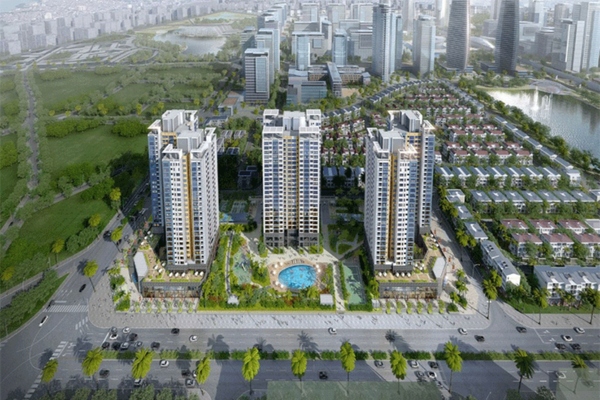Apartment blocks at the Starlake City project in Hanoi