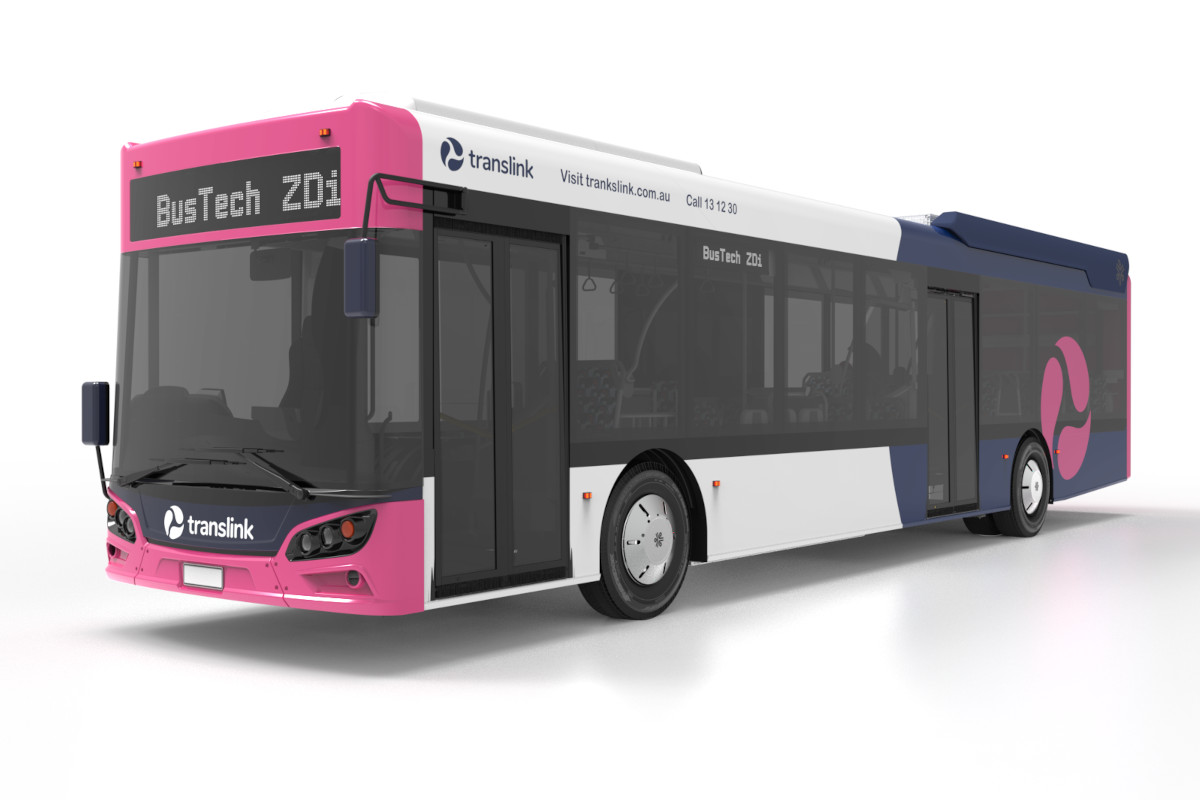 A render of one of the 16 new e-buses set to be rolled out in Queensland (Copyright: BusTech)