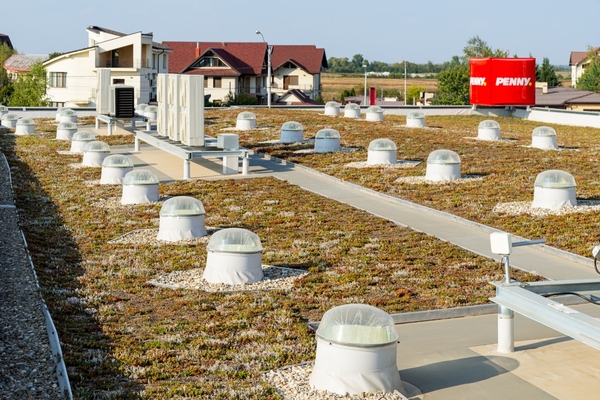 The roof features 55 solar tubes for natural and 1,000 square metres of grassy roof