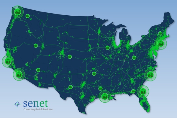 Senet's map that allows cities to see LoRaWan coverage across the US