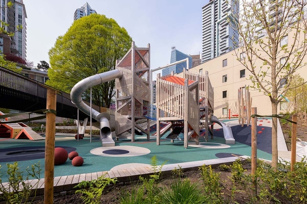 Part of the play area of the new park in downtown Vancouver