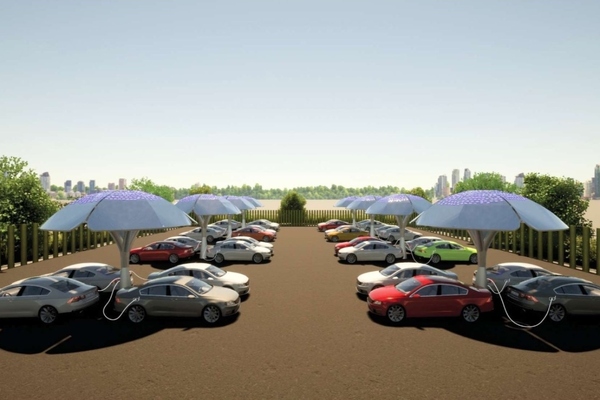 The solar trees are well suited to commercial deployment such as in car parks