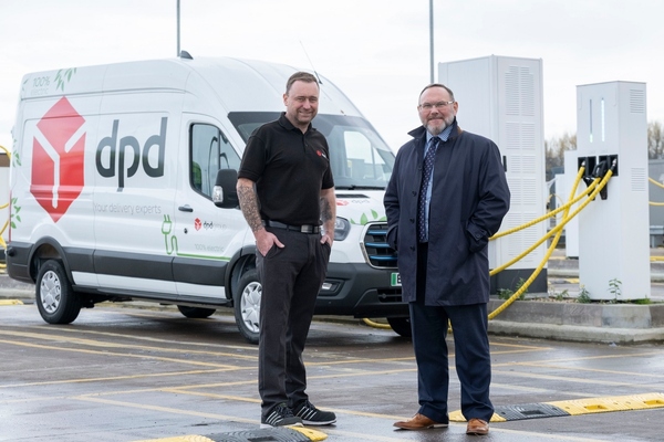 DPD staff manager David Scott and First Bus Scotland commercial director Graeme Macfarlan at the Caledonia Depot
