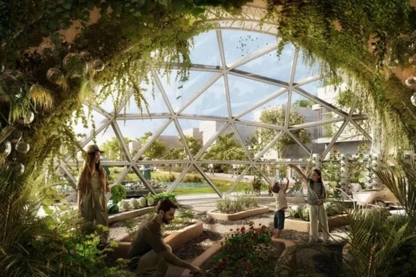 Vegetables will be grown in biodomes and distributed throughout the community. Copyright Aldar Properties