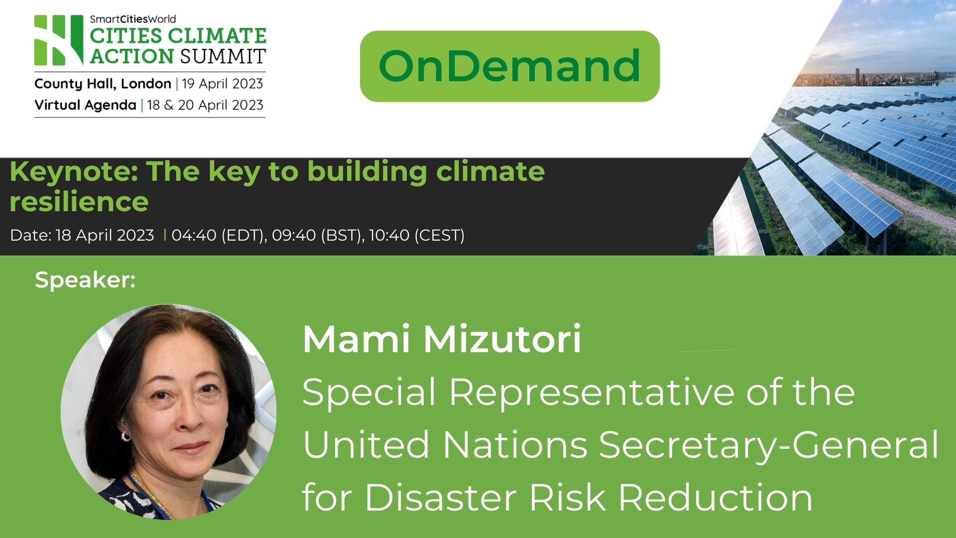 OnDemand Keynote: Mami Mizutori, Assistant Secretary General, United Nations Office of Disaster Risk Reduction
