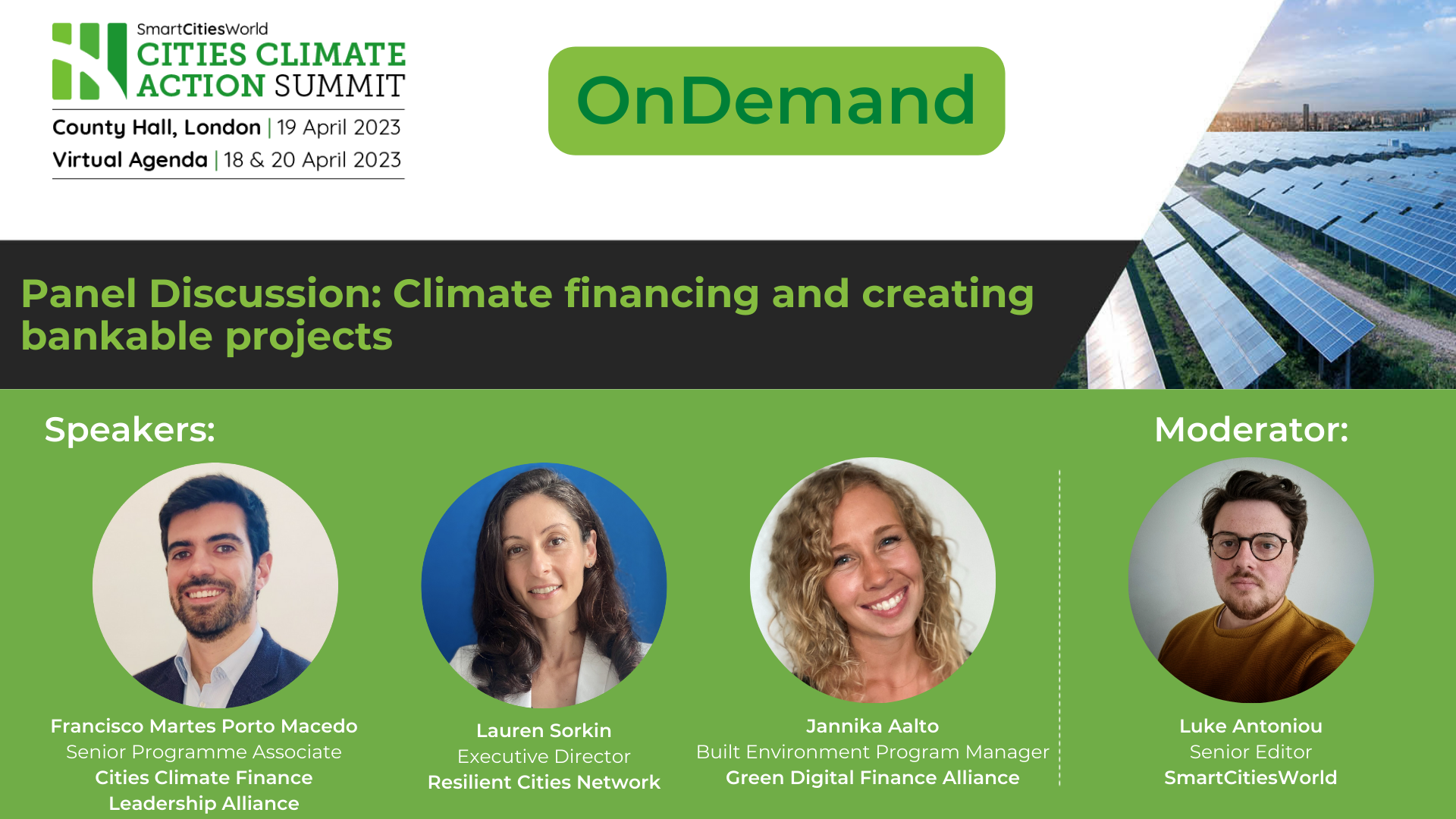 OnDemand Panel discussion: Climate financing and creating bankable projects