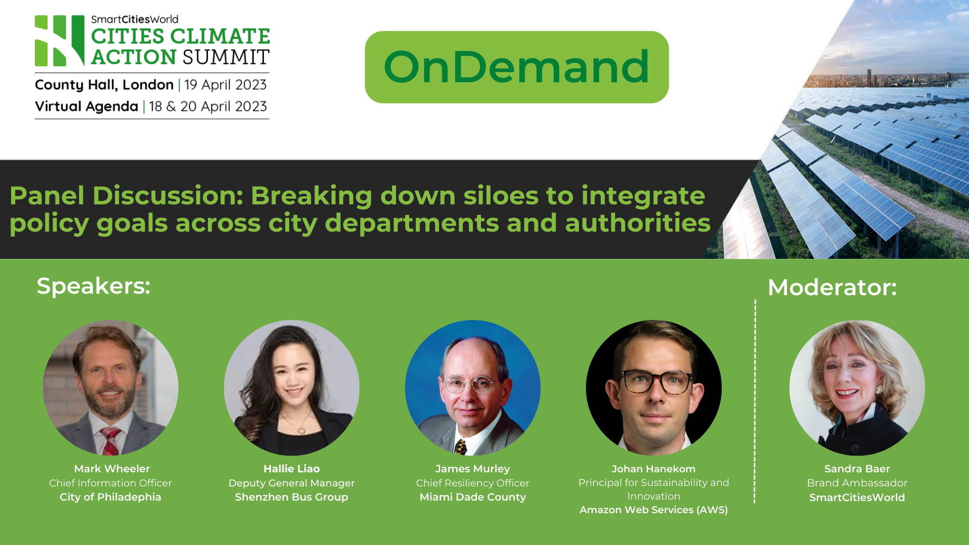 OnDemand Panel discussion: Breaking down siloes to integrate policy goals across city departments and authorities