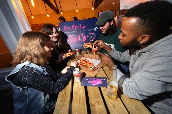 Uni of Chichester students share pizza at Shake-A-Delic Chichester _smart cities_PR.jpg