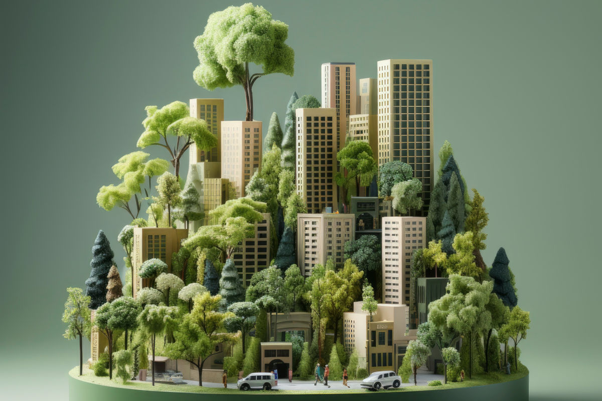 Green city environmentally friendly climate concept