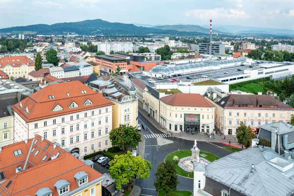 Aerial view of Klagenfurt Austria, which recently launched a digital twin