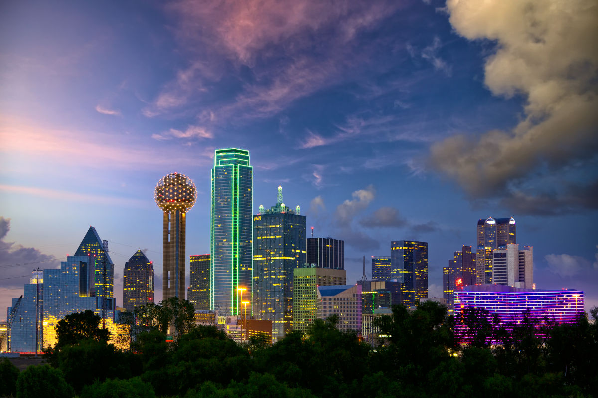 Skyscrapers in the City of Dallas cityscape