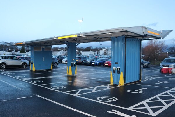 Inverness hospital installs pop-up solar EV charging hub