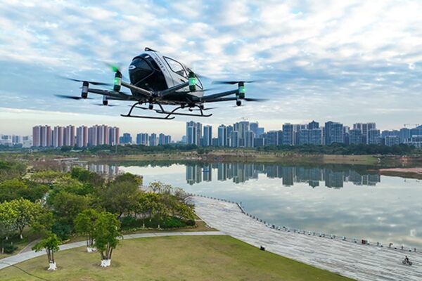 Pilotless passenger vehicle flies over Guangzhou and Hefei