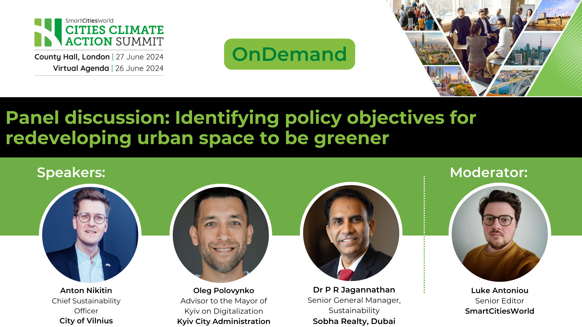 Day 1 - OnDemand Panel discussion: Identifying policy objectives for redeveloping urban space to be greener