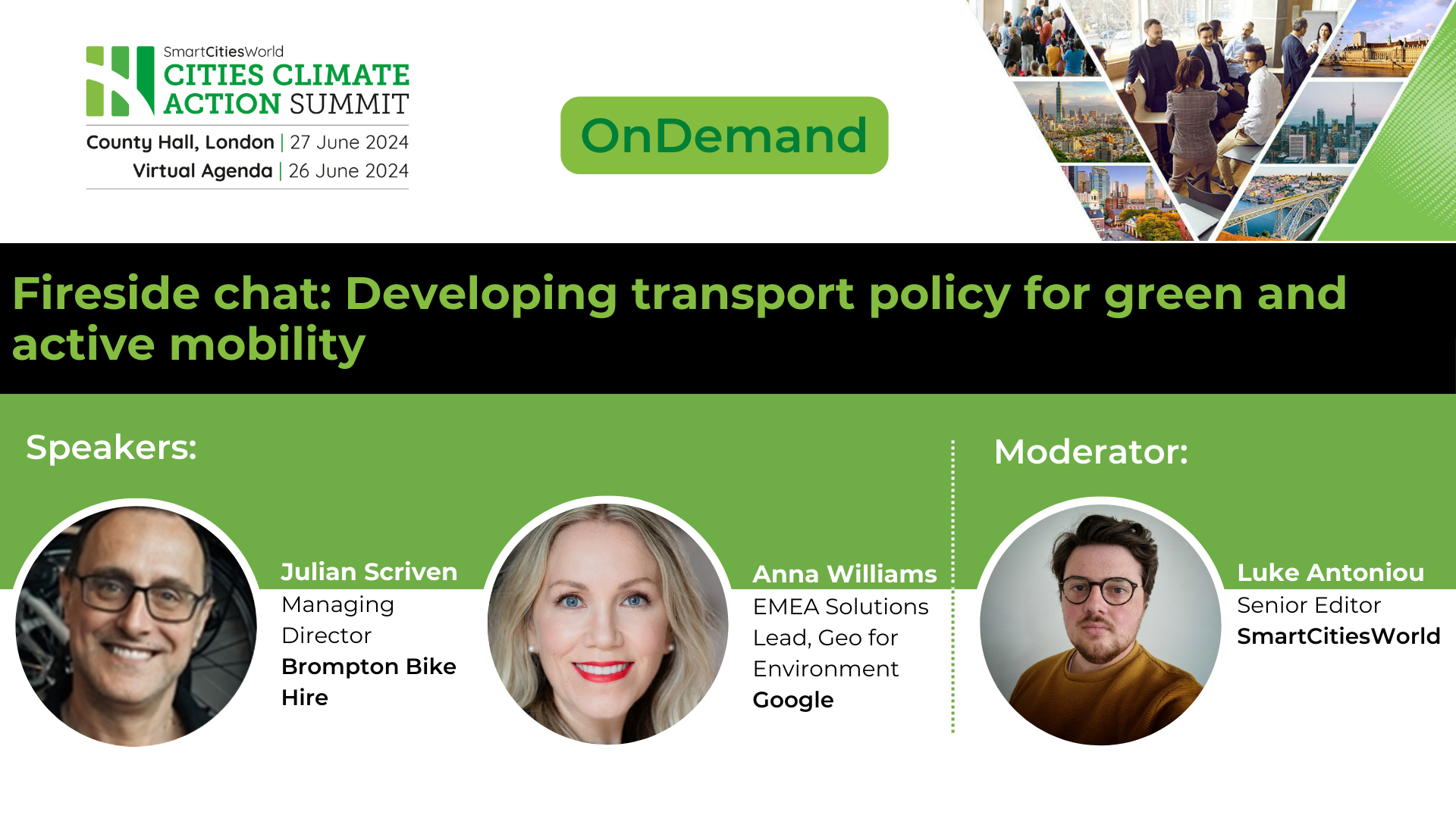 Day 1 - OnDemand Fireside chat: Developing transport policy for green and active mobility