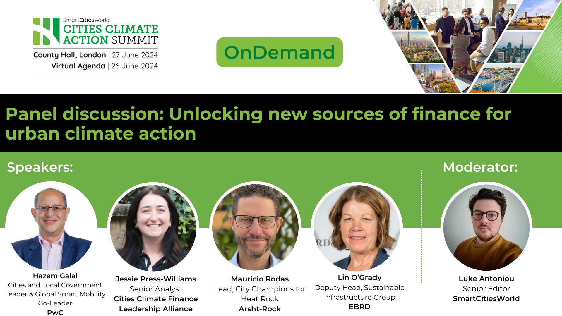 Day 1 - OnDemand Panel discussion: Unlocking new sources of finance for urban climate action