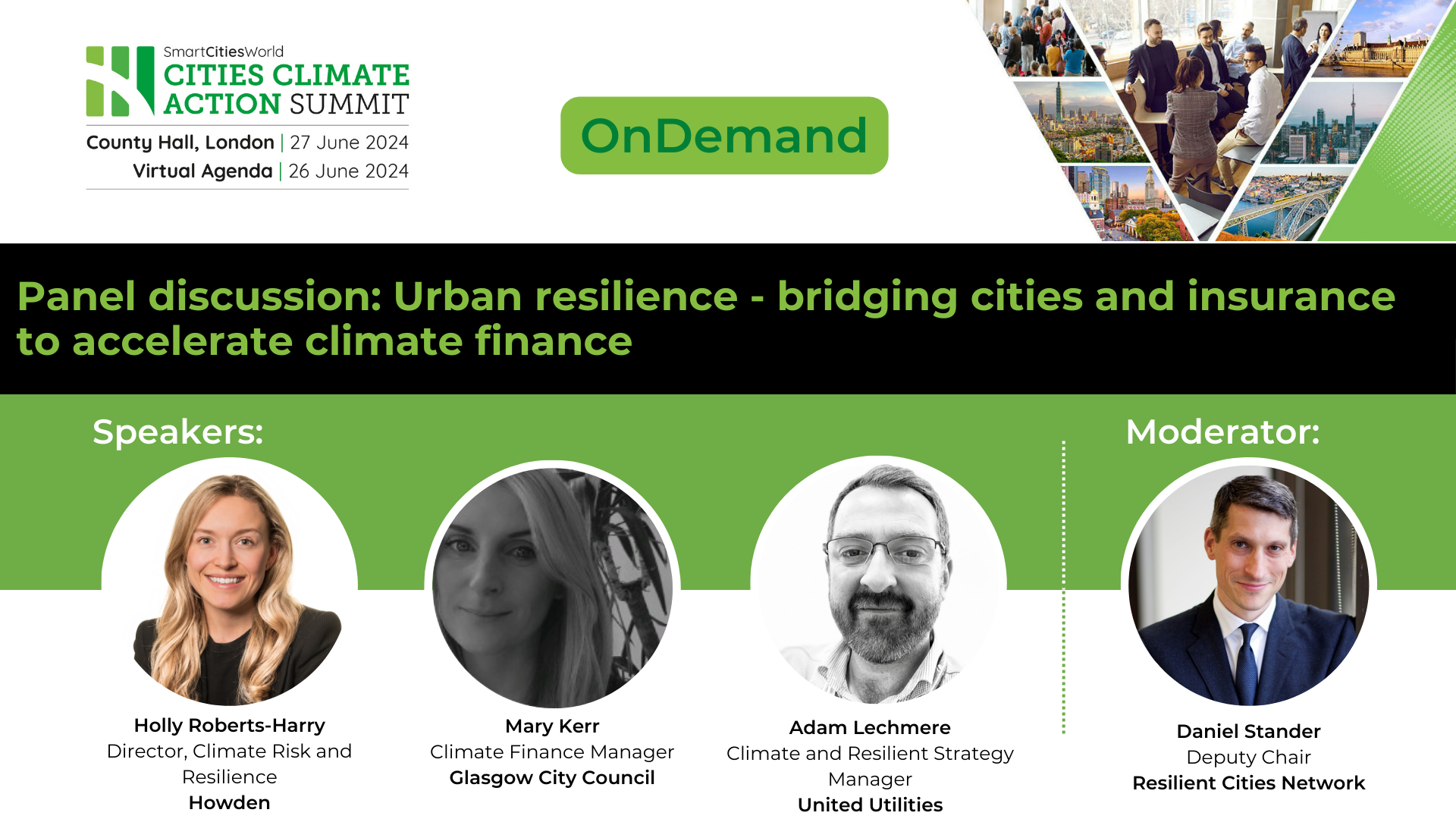 Day 2 - OnDemand Panel discussion: Urban resilience - bridging cities and insurance to accelerate climate finance