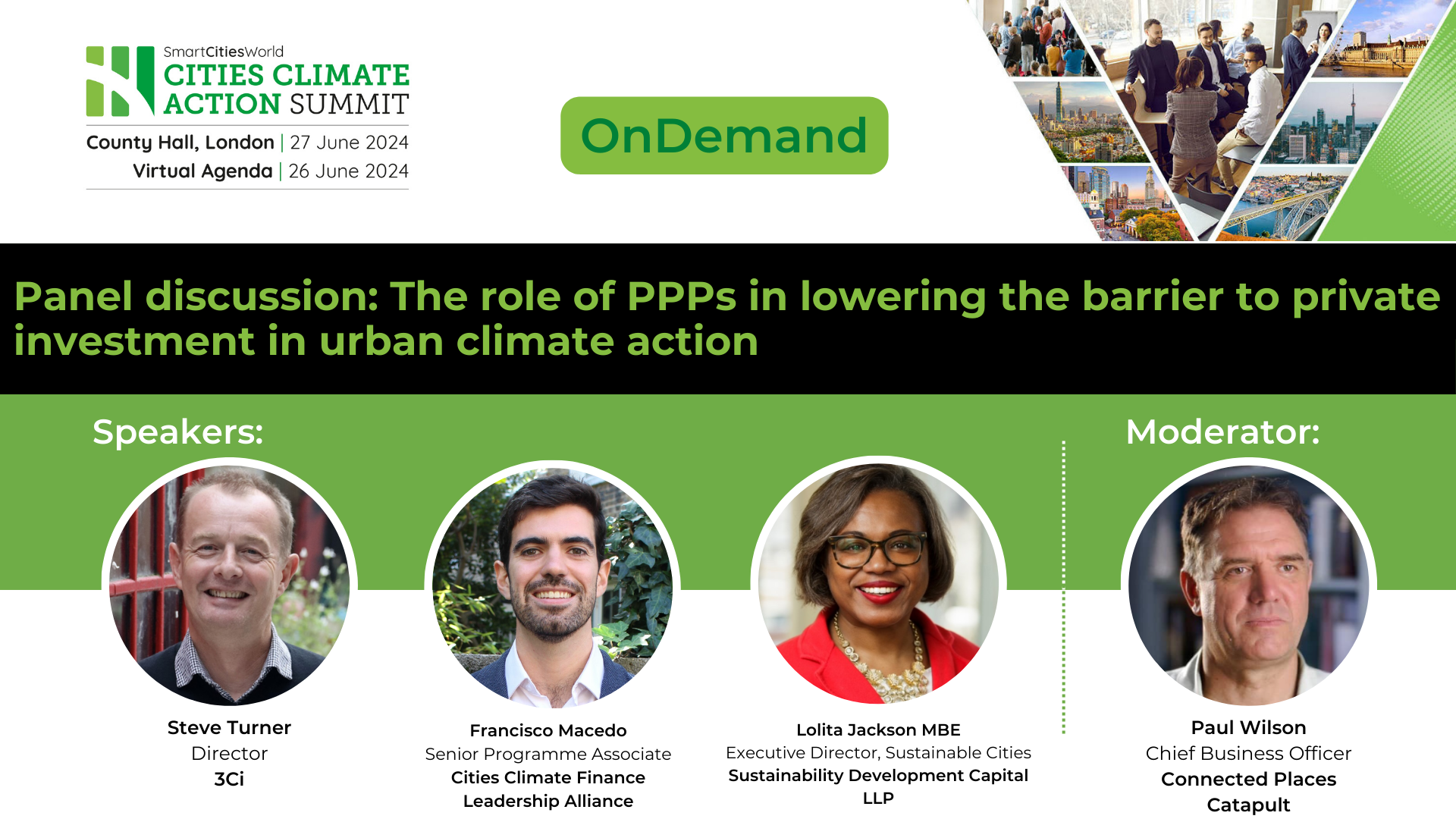 Day 2 - OnDemand Panel discussion: The role of PPPs in lowering the barrier to private investment in urban climate action