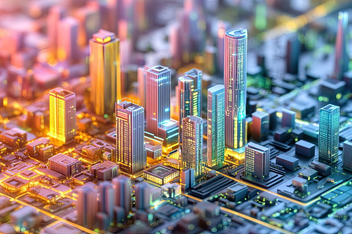 AI gen digital twin of city smart cities Adobe