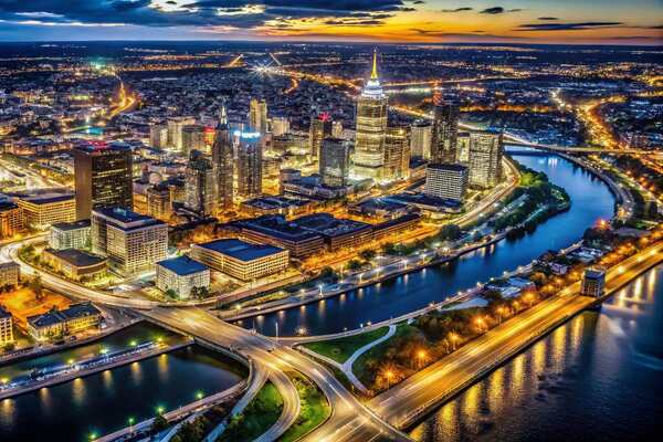 aerial Buffalo NY state smart cities Adobe