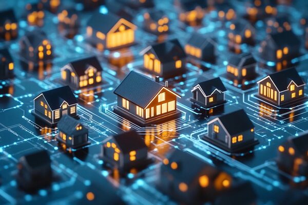 houses on circuit board smart cities Adobe (1)