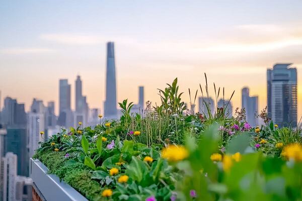 flowers on roof of skyscraper smart cities Adobe