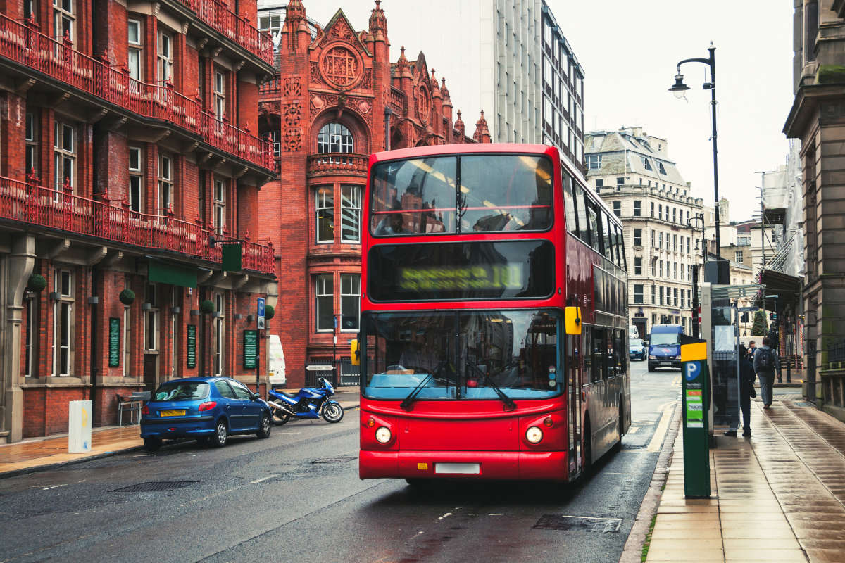 Double deck bus in Birmingham UK